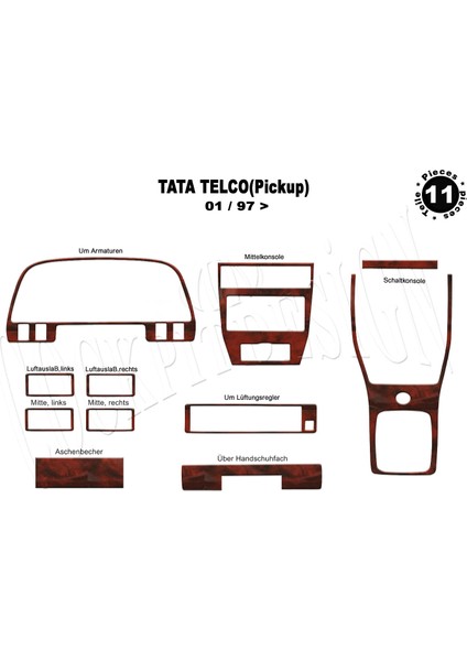 Meriç® Tata Telco Ön Torpido Kaplama Maun 11 Parça 1997-2006