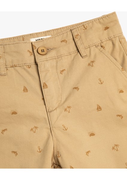 Chino Şort Baskılı Cepli Pamuklu modelleri