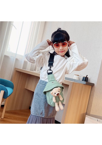 Çocuk Çantaları Yeni Messenger Çanta Sevimli Ayı Göğüs Çantası Kore Tarzı Erkek ve Kız Mini Kanvas Çanta Trendi (Yurt Dışından) fırsatları