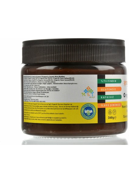 Organik Ham Kakaolu Hurmalı Fındık Kreması 260 gr