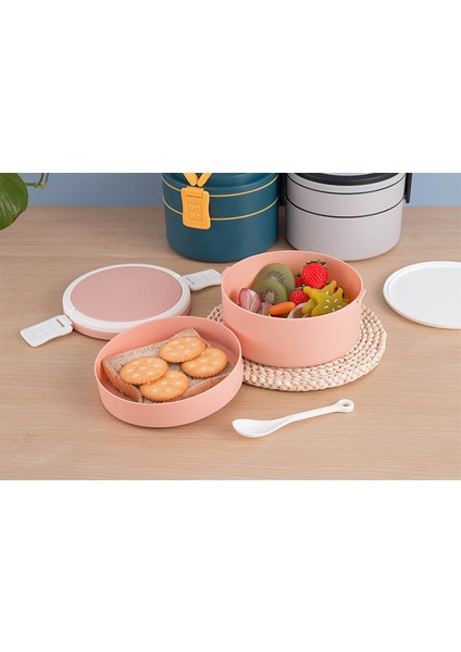 1000ML Taşınabilir Hermetik Öğle Yemeği Kutusu 2 Katman Izgara Çocukları Öğrenci Bento Kutusu Kaşık Sızdırmaz Mikrodalgada Koku Okulunu Önleyin (Yurt Dışından)