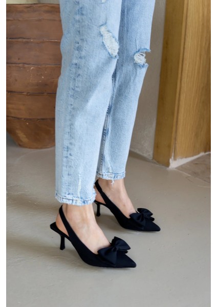 Maribel Siyah Fiyonklu Kadın Topuklu Ayakkabı modelleri