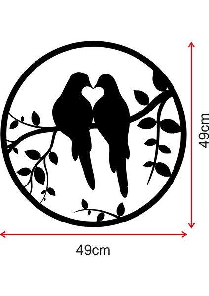 Daldaki Kuşlar Ahşap Tablo Duvar Oda Ev Aksesuarı 50X50CM