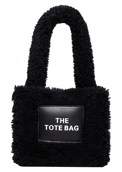 Sahte Kürk Küçük Tote Çanta Kadınlar Yumuşak Peluş Bayanlar Çanta Kabarık Omuz Messenger Çanta (Yurt Dışından)