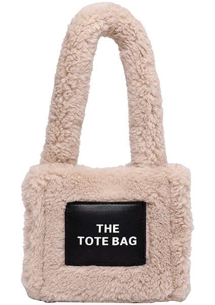 Sahte Kürk Küçük Tote Çanta Kadınlar Yumuşak Peluş Bayanlar Çanta Kabarık Omuz Messenger Çanta (Yurt Dışından)