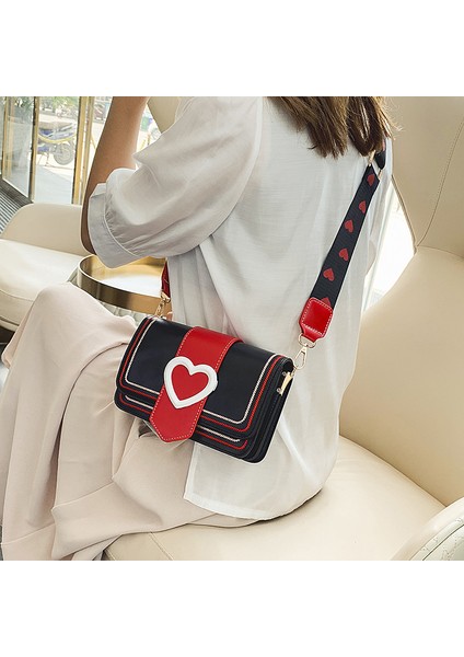 Kalp Şekilli Omuz Çantası Retro Geniş Omuz Askısı Flip Messenger Çanta Bayanlar Dikiş Çanta (Yurt Dışından) fiyatları