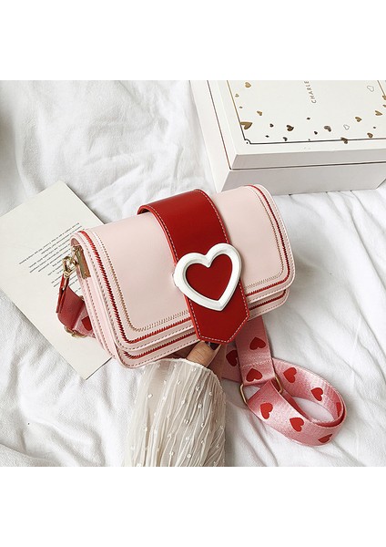 Kalp Şekilli Omuz Çantası Retro Geniş Omuz Askısı Flip Messenger Çanta Bayanlar Dikiş Çanta (Yurt Dışından)