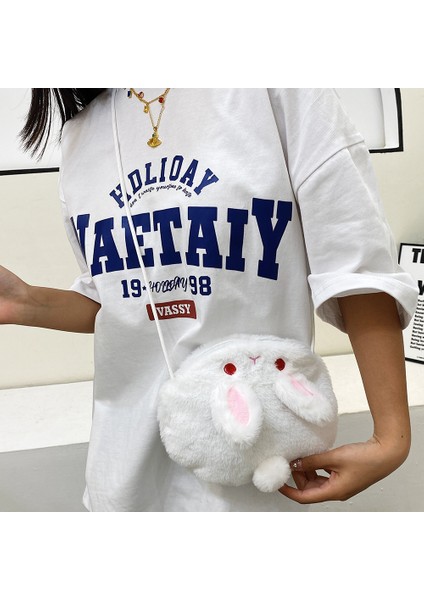 Peluş Kadın Çantası Fermuar Sevimli Omuz Çantası Tatlı Haberci Çantası Alışveriş Para Çantası (Yurt Dışından)