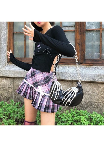 Kafatası Hamurlu Messenger Messenger Çantası Kadın Zinciri El Kemik Çantası (Yurt Dışından) fiyatları