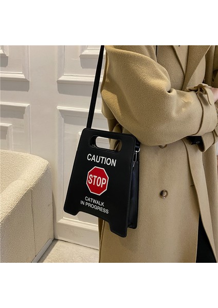 Messenger Çanta Bayanlar Yaratıcı Uyarı Mektubu Logo Tote Çanta Sevimli Floresan Renk Omuz Çantası (Yurt Dışından)