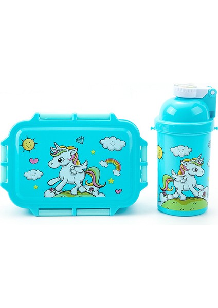 Unicorn Öğle Yemeği Kutusu Su Şişesi ile Set 3 Bölmeli Salata Konteyneri Öğle Yemeği Için Çocuk Kız Çocuk Okul Malzemeleri (Yurt Dışından)