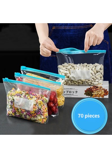 55PCS Yeniden Kullanılabilir Gıda Dondurucu Çantası Stand Up Depolama Sızdır Köprü Düzenleyici Taze Kapatma Sarma Ziplock (Yurt Dışından)