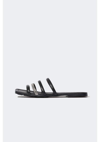 Kadın Düz Taban Çift Bantlı Suni Deri Terlik fiyatları