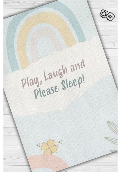 Oyna Gül Ve Lütfen Uyu Kişiye Özel Kişiselleştirilebilir Dokuma Tabanlı Yıkanabilir Dekoratif Ev Halısı fiyatları