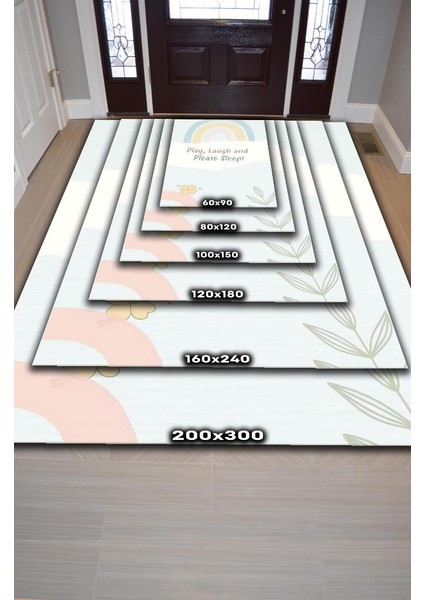 Oyna Gül Ve Lütfen Uyu Kişiye Özel Kişiselleştirilebilir Dokuma Tabanlı Yıkanabilir Dekoratif Ev Halısı indirimleri