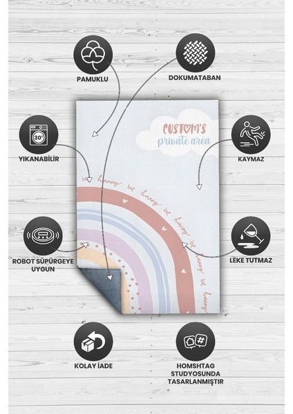 Bebeğimin Alanı Kişiye Özel Kişiselleştirilebilir Dokuma Tabanlı Yıkanabilir Dekoratif Ev Halısı fırsatları