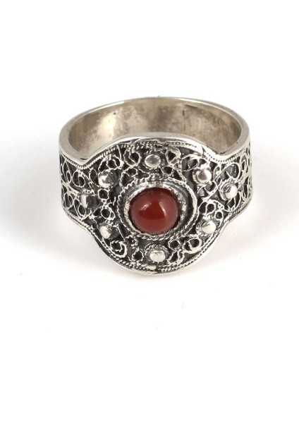 925 Ayar Gümüş Akik Taşlı Telkari Yüzük indirimleri