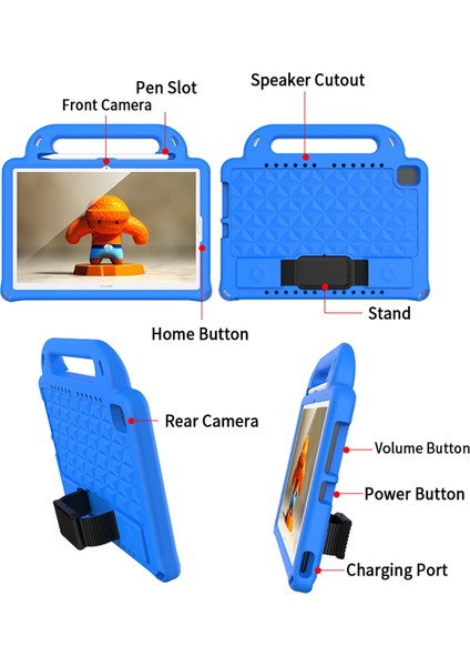 Huawei Mediapad M6 10.8 Koruyucu Shl Eva Taşınabilir Düz Anti -Düşen Koltuk Siyahı (Yurt Dışından)