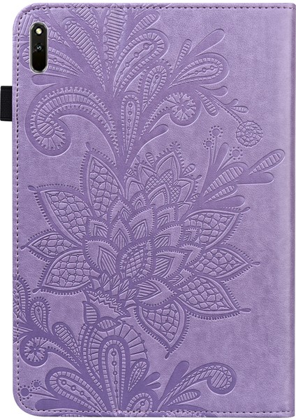 Huawei Matepad Için Dantel Çiçek Pu Kılıfı 11 2021 Mor (Yurt Dışından)