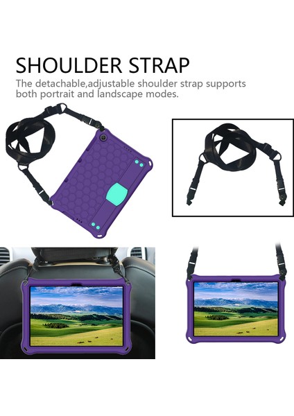 Huawei Mediapad T10 9.7 / T10 10.1 Honeycomb Eva+Pc Case Mor (Yurt Dışından)