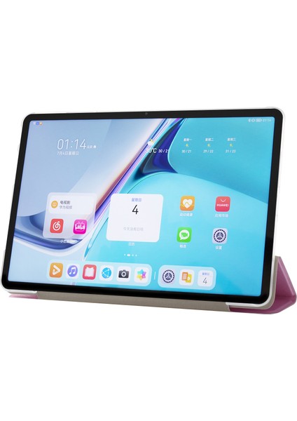 Huawei Matepad Pro 11 2022 Açık Mor Için Ipek Doku Pu Pu Tablet Kılıf (Yurt Dışından)