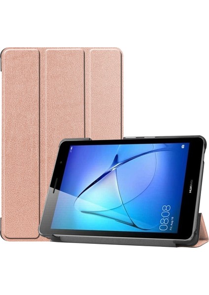 Huawei Matepad T8 Custer Doku Deri Kılıf Gül Altın (Yurt Dışından)