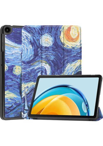 Huawei Matepad Se Için Boyalı Deri Kılıf 10.4 Mavi (Yurt Dışından)