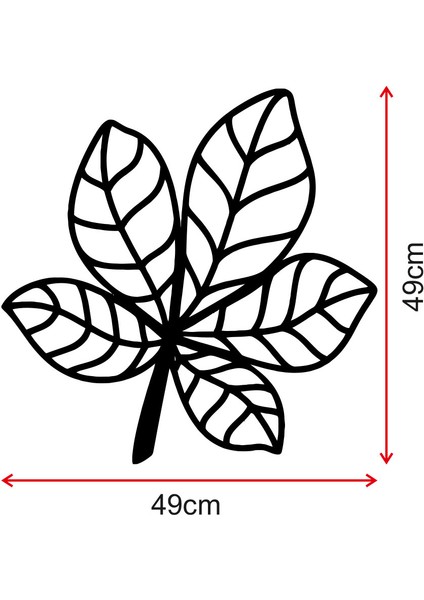Kavisli Kestane Yaprağı Ahşap Tablo Duvar Oda Ev Aksesuarı 50X50CM