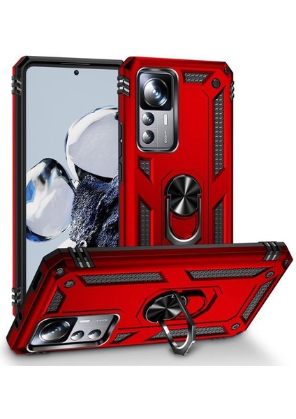 Xiaomi Mi 12T Pro Kılıf Yüzüklü Standlı Manyetikli Armor Zırh