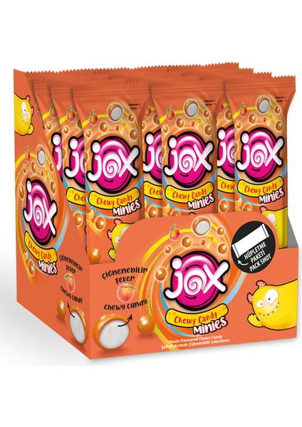 JOX MINIES; Şeftali Çiğnenebilir Şekerleme (10 gr x 24 adet/kutu 240 gr)