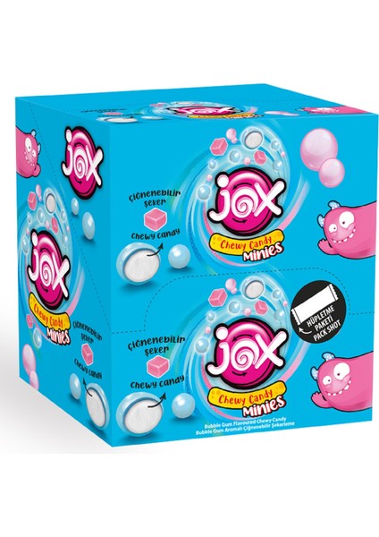 JOX MINIES; Bubble Gum Çiğnenebilir Şekerleme (10 gr x 24 adet/kutu 240 gr)