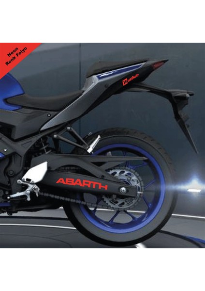 Abarth Yazılı Neon Kırmızı Arka Maşa Sticker Etiket Modeli