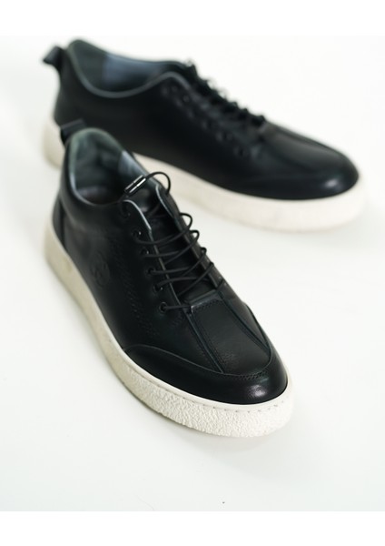 Mubaino 4500-SB Hakiki Deri Siyah/Beyaz Erkek Spor Ayakkabı & Sneaker