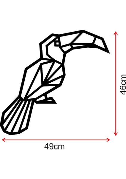 Origami Toucan Ahşap Tablo Duvar Oda Ev Aksesuarı 50X46CM