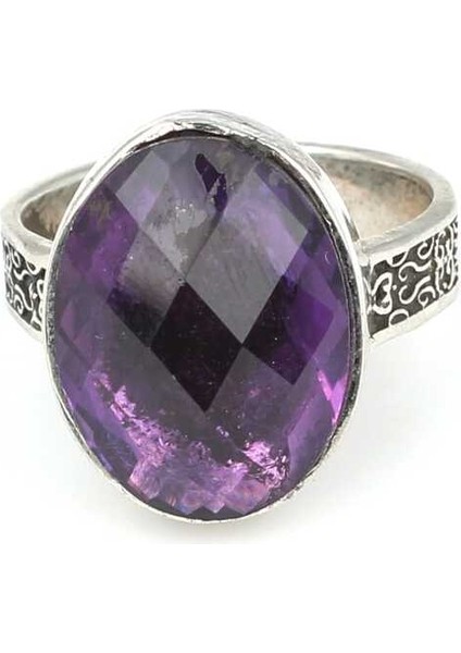 925 Ayar Oval Ametist Taşlı Kadın Yüzük fırsatları