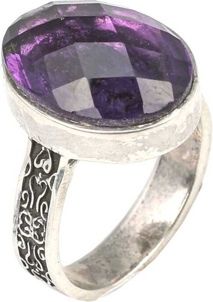 925 Ayar Oval Ametist Taşlı Kadın Yüzük indirimleri