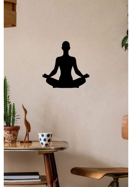 Oturan Adam Yoga Pozisyonu Ahşap Tablo Duvar Oda Ev Aksesuarı 50X50CM