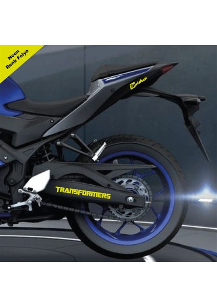 Transformers Yazılı Neon Sarı Arka Maşa Sticker Etiket Modeli