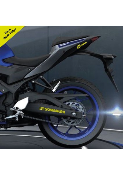 Yoshimura Yazılı Neon Sarı Arka Maşa Sticker Etiket Modeli