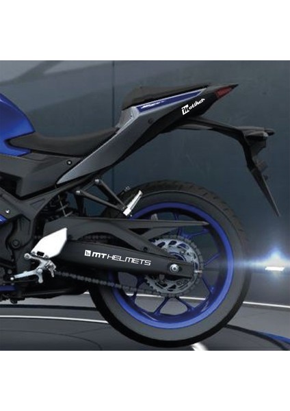 Mthelmets Yazılı Beyaz Arka Maşa Sticker Etiket Modeli