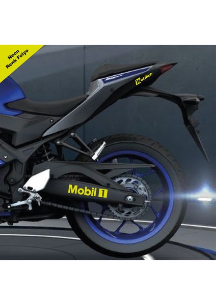 Mobil 1 Yazılı Neon Sarı Arka Maşa Sticker Etiket Modeli