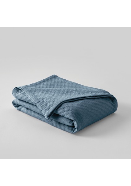 Çift Kişilik Pamuklu Indigo Kristal Desenli Pike 220 x 230 cm