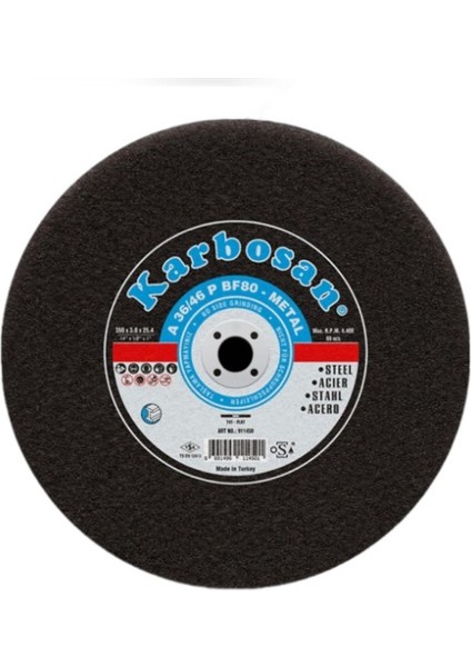 Metal Sabit Tezgah Kesme Diski TIP:T41 Düz Ebat (MM):350 x 3.5 x 25.4 ARTIKEL:910860 Evsaf:a 30/36 P BF80 Çevresel Hız (M/s):80 1 Adet