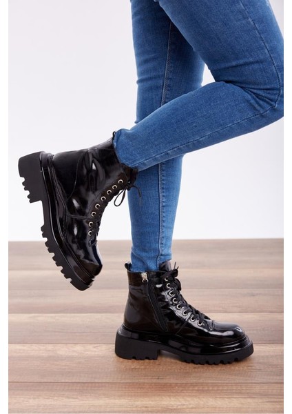 Hakiki Deri Fermuarlı Kadın Bot