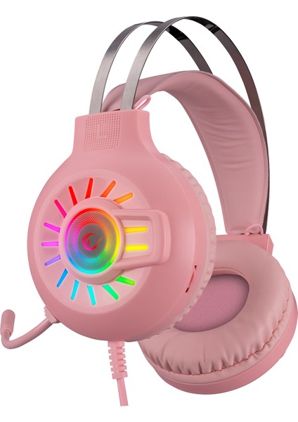 RM-K44 Zengıbar Pembe 7.1 Surround Rgb Işık Efekti Mikrofonlu Oyuncu Kulaklığı