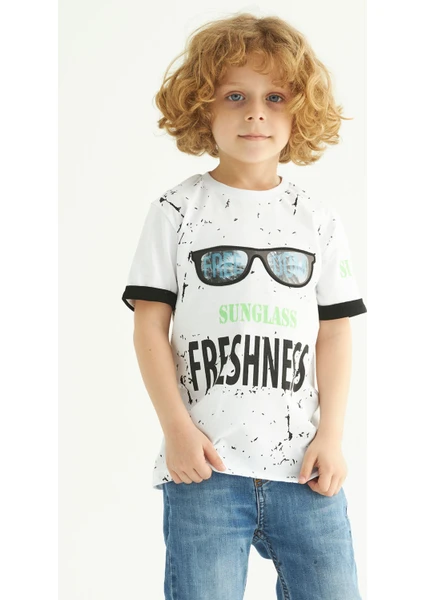 ZepkidsErkek Çocuk Sunglass Freshness Baskılı T-shirt 3-7 Yaş