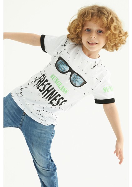 ZepkidsErkek Çocuk Sunglass Freshness Baskılı T-shirt 3-7 Yaş