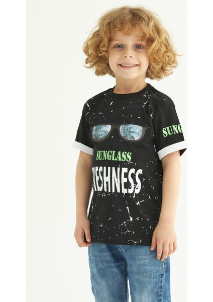 ZepkidsErkek Çocuk Sunglass Freshness Baskılı T-shirt 3-7 Yaş