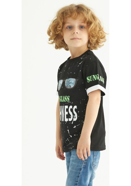 ZepkidsErkek Çocuk Sunglass Freshness Baskılı T-shirt 3-7 Yaş modelleri