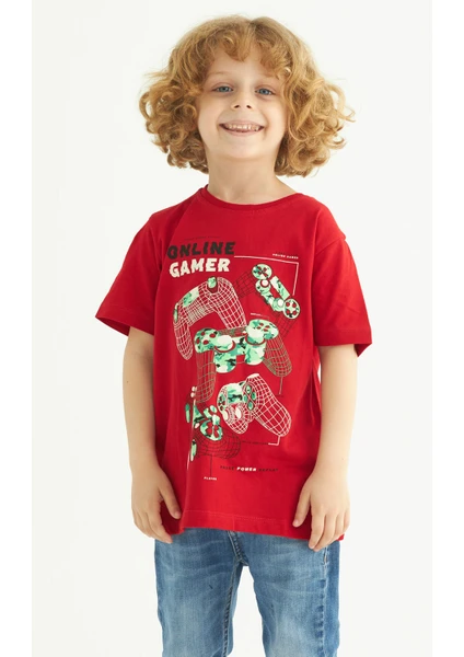 Erkek Çocuk Oyun Gamepad Baskılı T-Shirt 6-9 Yaş